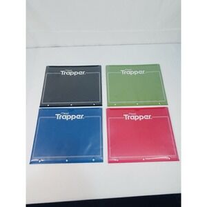 x4 Mead Trapper Pocket Folders Plastic Black Green Red Blue